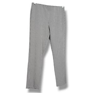 ADRIANNA PAPELL Black White Houndstooth Print Pants 8 Stretch Office Casual